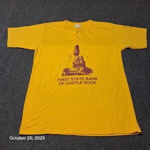 Vintage‎ Baseball Henley Shirt 70s 80s GATOR Orange Adult Large # 5 Castle Rock